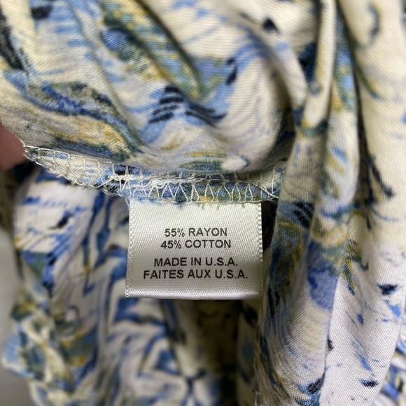 Misa Long Sleeve Maxi Dress Smocked Waist Blue White Geometric Print - Picture 9 of 10